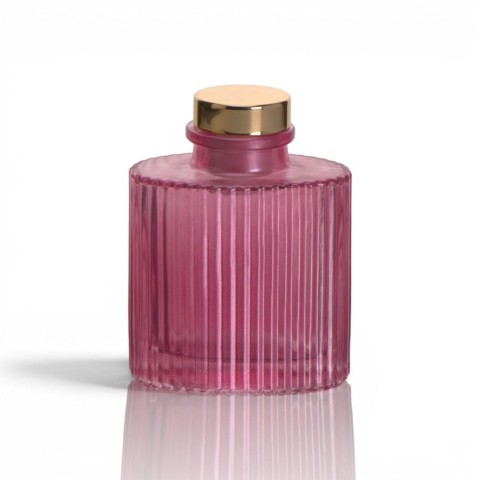 BOTTIGLIA PROFUMATORE VETRO RIGATO H.8 ROSA