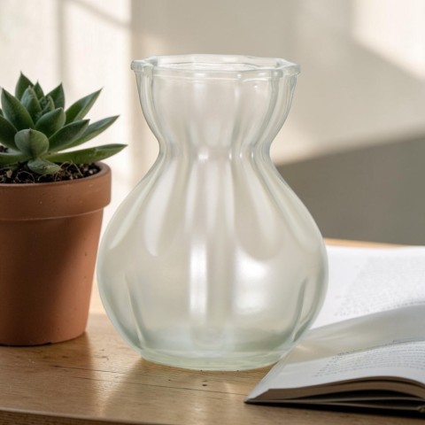 VASO VETRO ONDULATO BIANCO LUCIDO 20X11