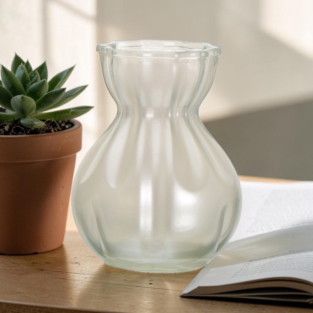 VASO VETRO ONDULATO BIANCO LUCIDO 20X11