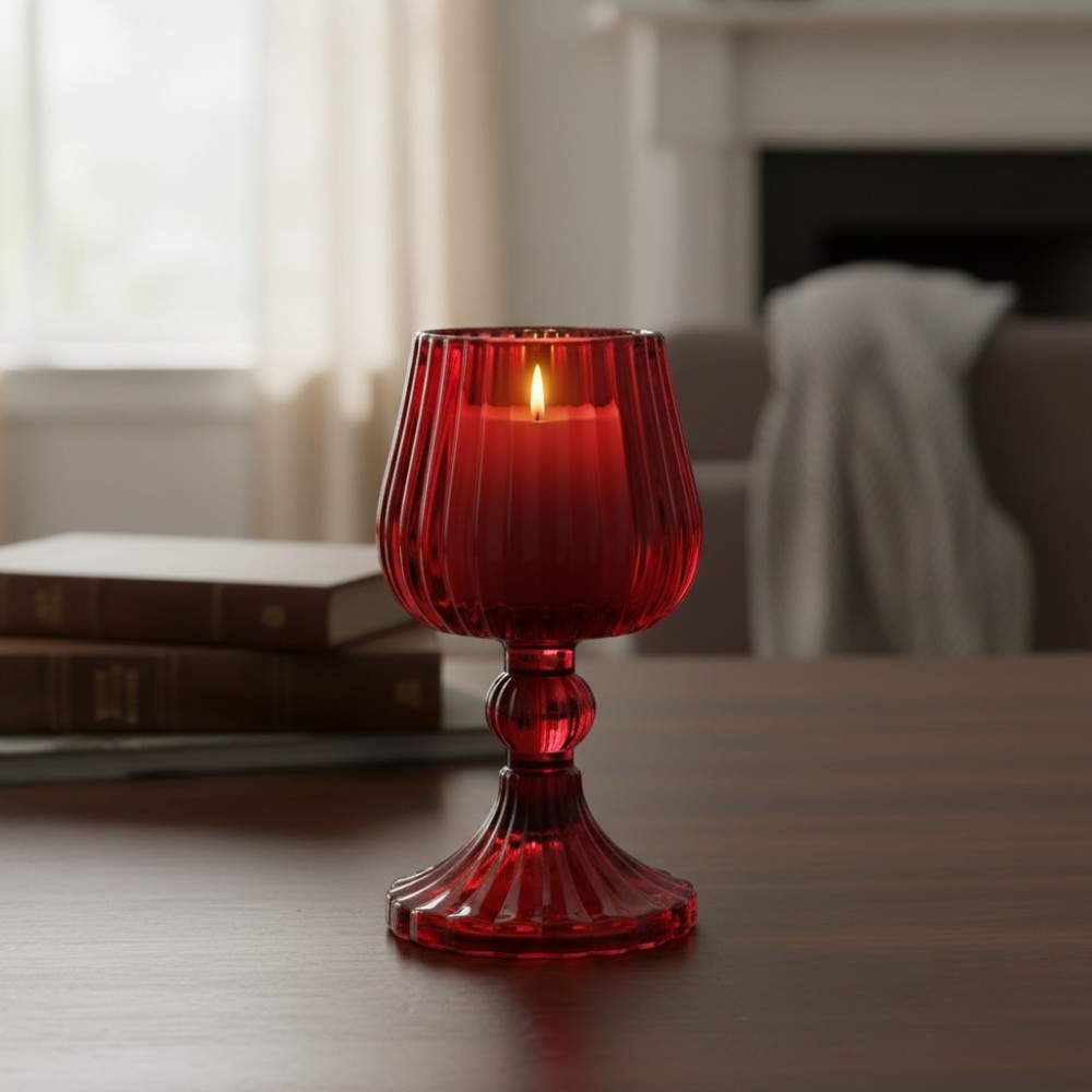 CANDELA CALICE ROSSO H15.5 VETRO