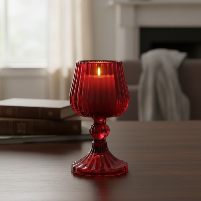 CANDELA CALICE ROSSO H15.5 VETRO