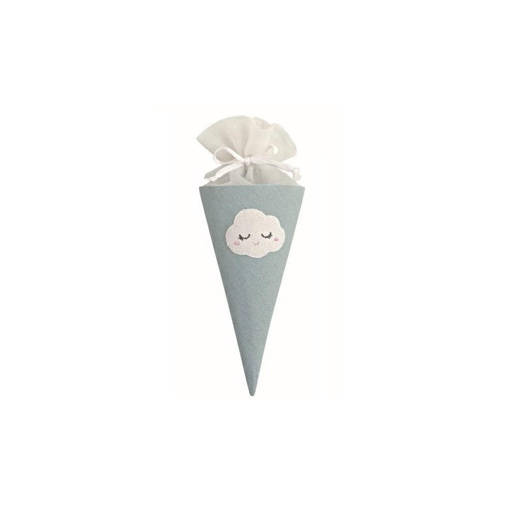 CONO AZZURRO CON NUVOLA RICAMATA