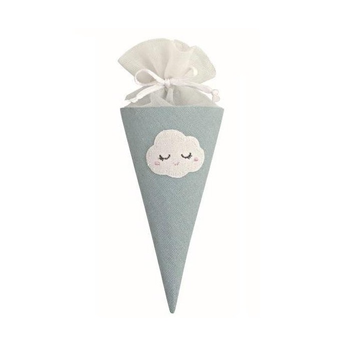 CONO AZZURRO CON NUVOLA RICAMATA