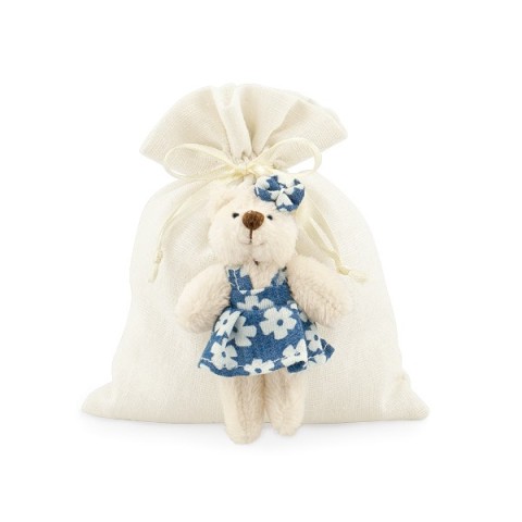 SACCHETTO CON ORSETTA JEANS FIORI