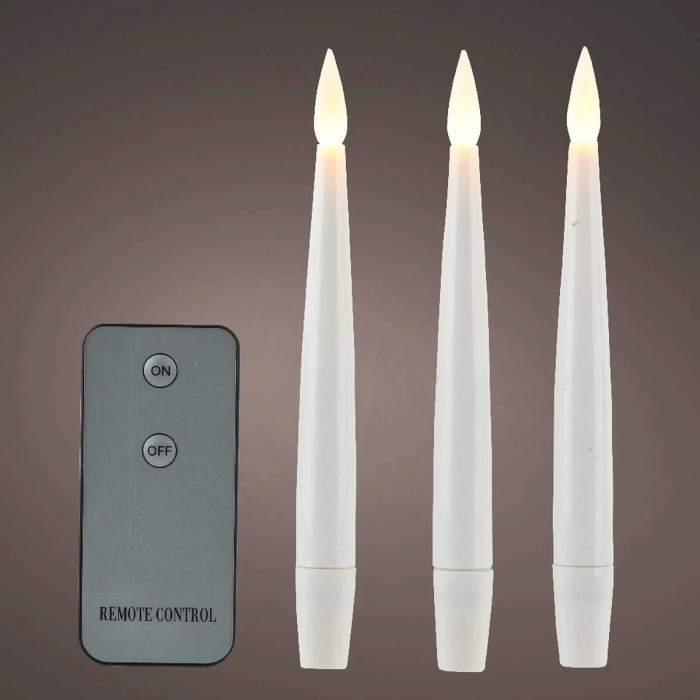 CANDELE CASCATA 10 LED BIANCO CALDO TELECOMANDO H.15