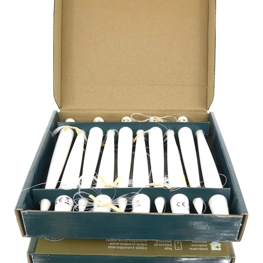 CANDELE CASCATA 10 LED BIANCO CALDO TELECOMANDO H.15