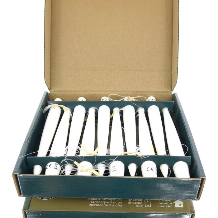 CANDELE CASCATA 10 LED BIANCO CALDO TELECOMANDO H.15