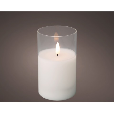 CANDELA BIANCA IN VETRO LED 12.5CM. X 7CM. 2