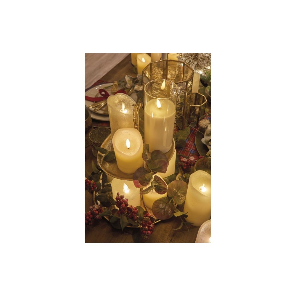 CANDELA BIANCA IN VETRO LED 12.5CM. X 7CM.