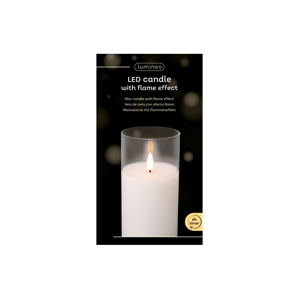 CANDELA WHITE IN VETRO CON LED H.15 D.7.5