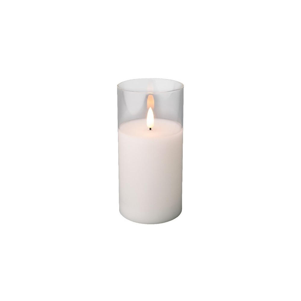CANDELA WHITE IN VETRO CON LED H.15 D.7.5
