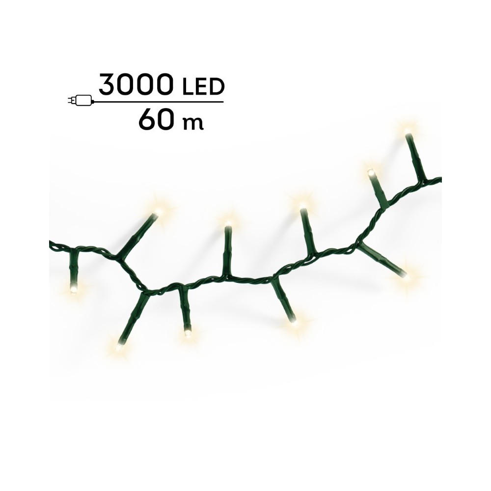 LUCI ALBERO L.60 MT 3000LED FILO VERDE LUCE CALDA