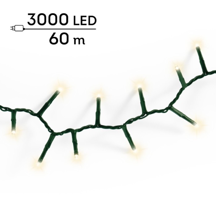 LUCI ALBERO L.60 MT 3000LED FILO VERDE LUCE CALDA