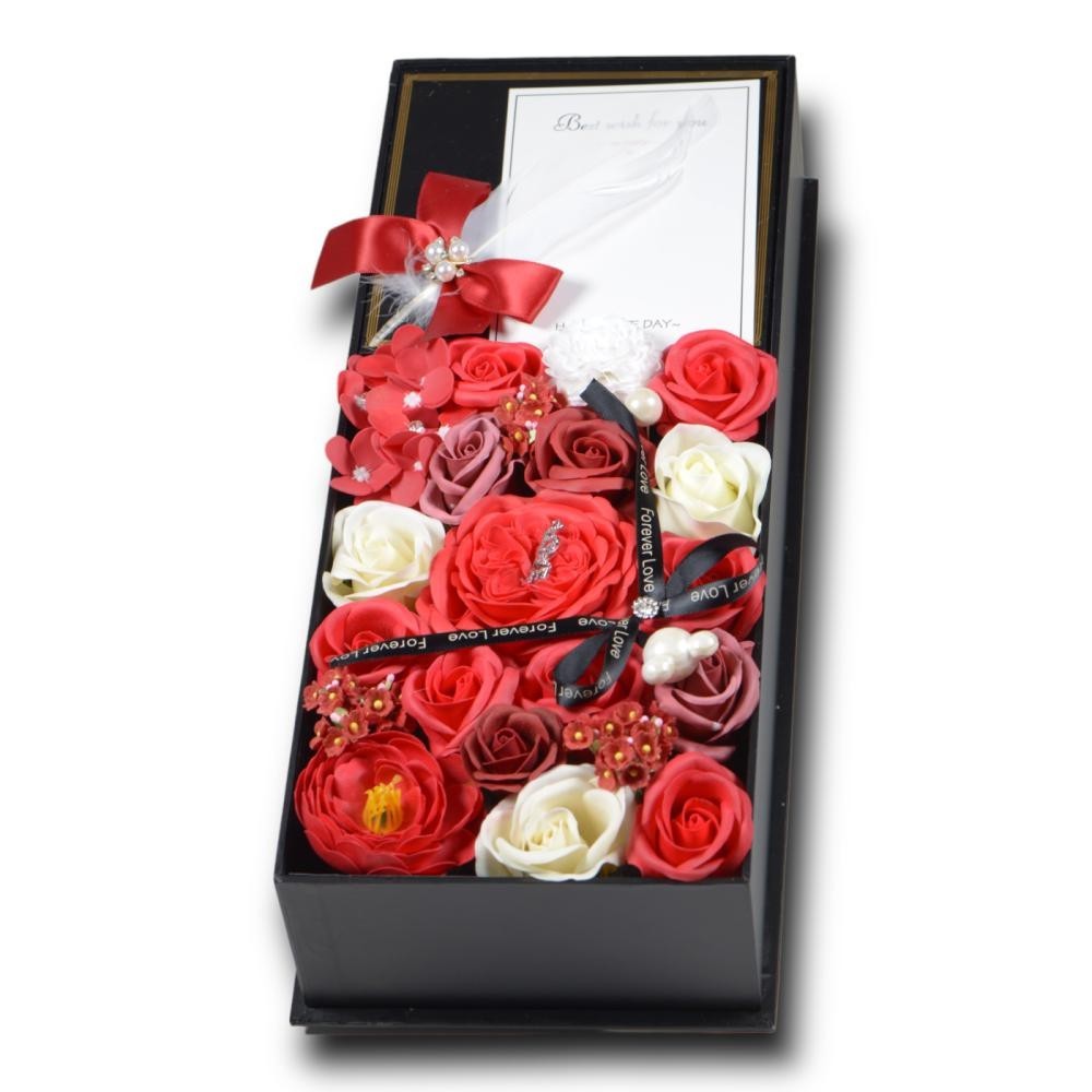 SCATOLA REGALO FIORI RED 10X17
