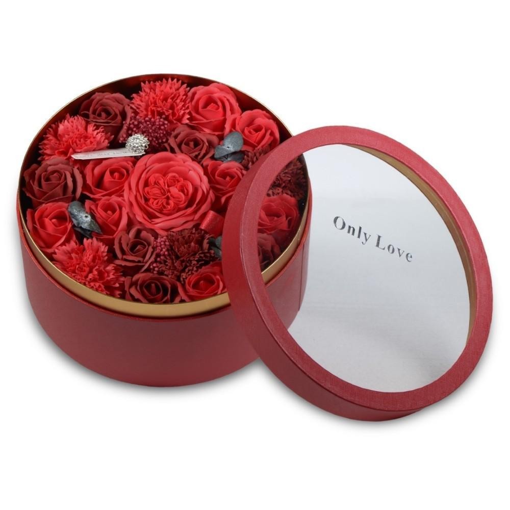 SCATOLA TONDA CON FIORI RED 24