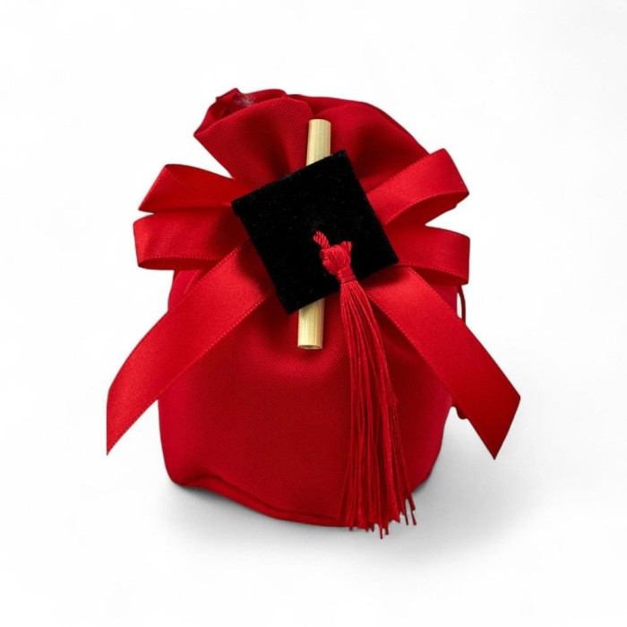 SACCHETTO PALLA ROSSO LAUREA PERGAMENA