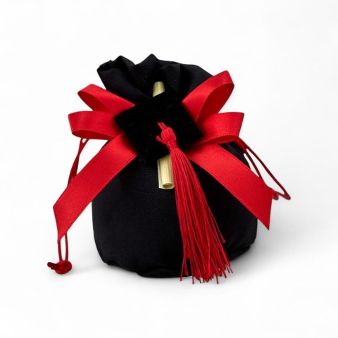 SACCHETTO PALLA NERO LAUREA PERGAMENA