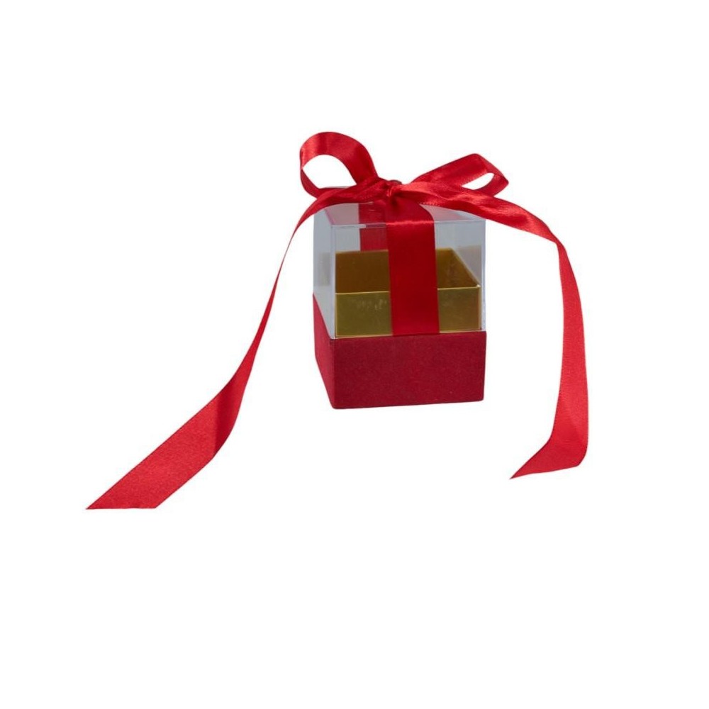 SCATOLA PLEX 6X6X6CM FIOCCO ROSSO