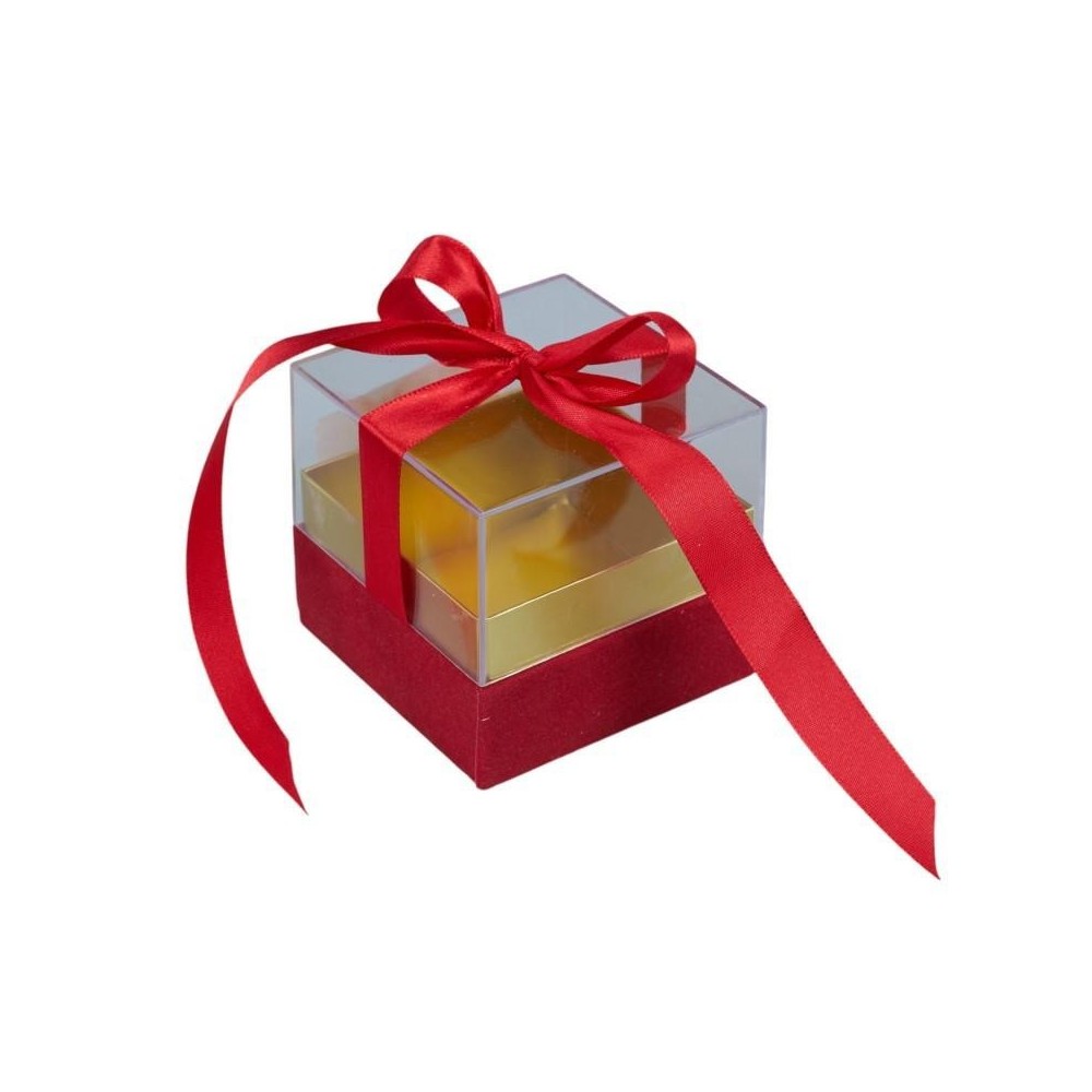 SCATOLA PLEX 8X8X8CM FIOCCO ROSSO