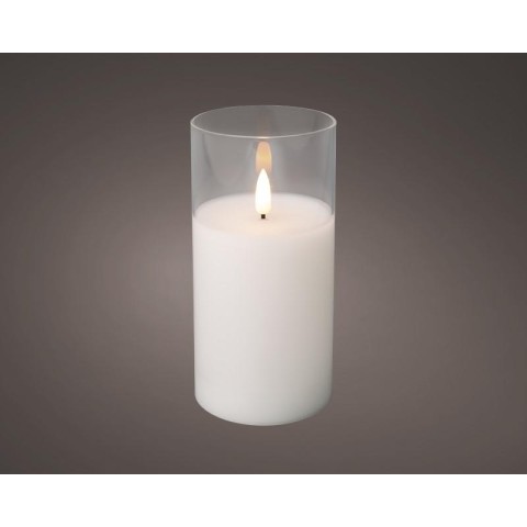 CANDELA WHITE IN VETRO CON LED H.15 D.7.5 2