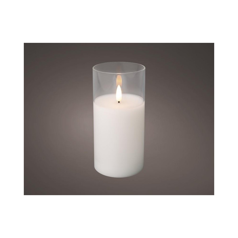 CANDELA WHITE IN VETRO CON LED H.15 D.7.5