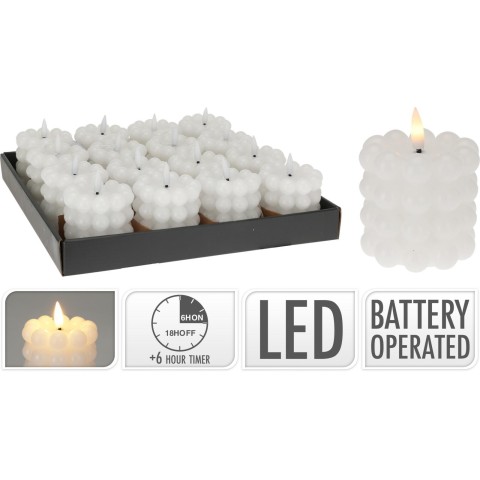 CANDELA A CUBO LED 8X8CM BIANCO