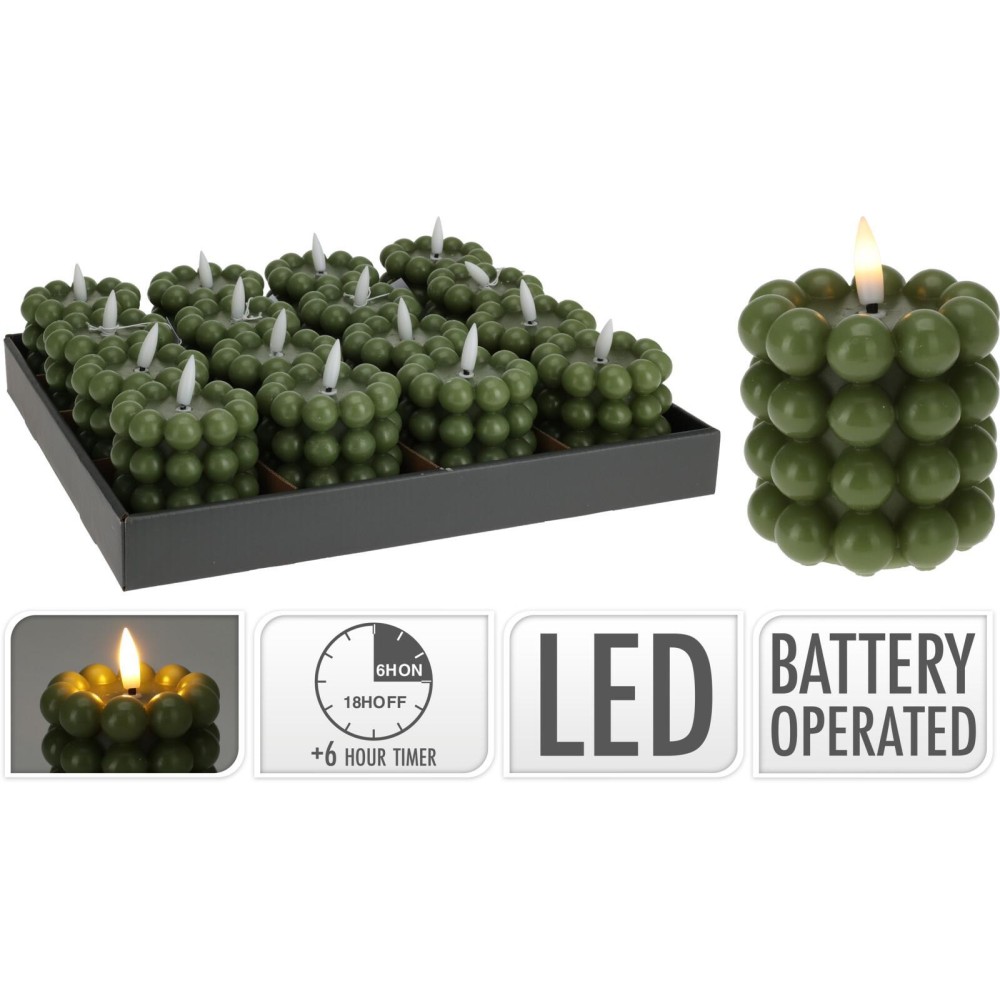 CANDELA A CUBO 8X8 CM VERDE