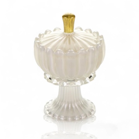 CANDELA VETRO 17CM BIANCA 2