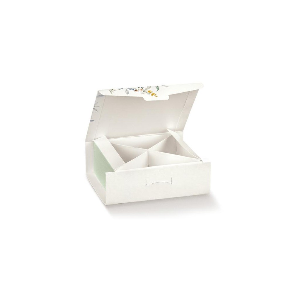 SCATOLA PORTACONFETTI IN CARTONCINO STAMPA BOTANIC 10X10X40 MM.