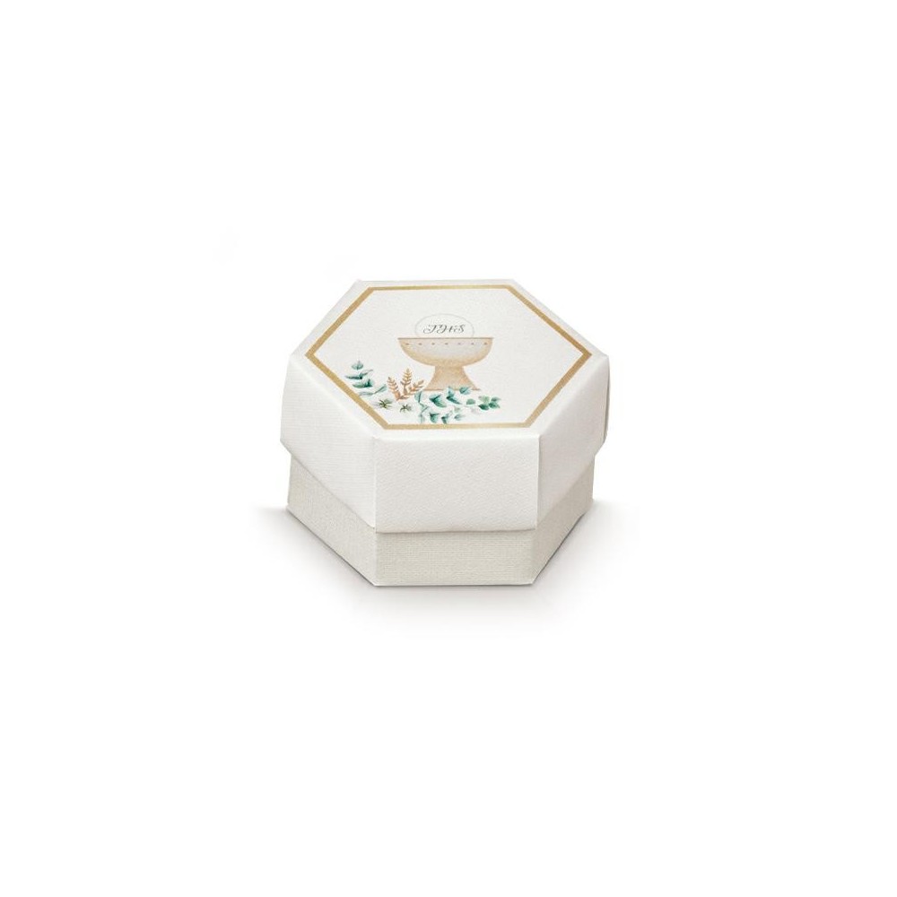 SCATOLA IN CARTONE CON COPERCHIO ESAGONO 60X40 STAMPA PRIMA COMUNIONE