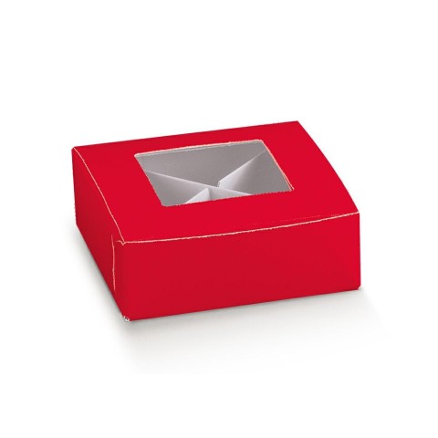 SCATOLA IN CARTONE CON DIVISORIO E FINESTRE 80X80X30 ROSSO
