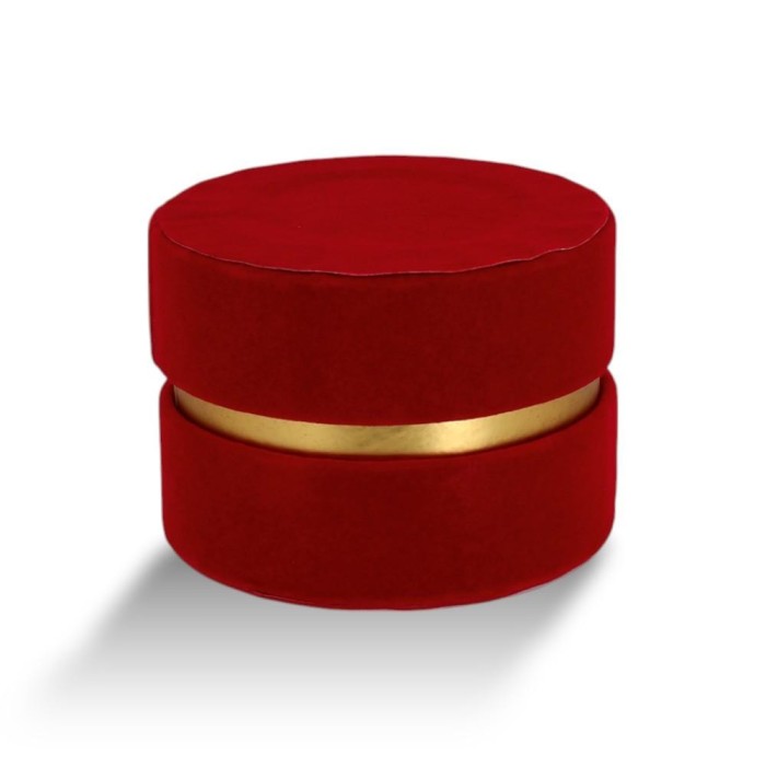 SCATOLA TONDA D8.5 H6.5 ROSSA VELLUTO MARTELLATO