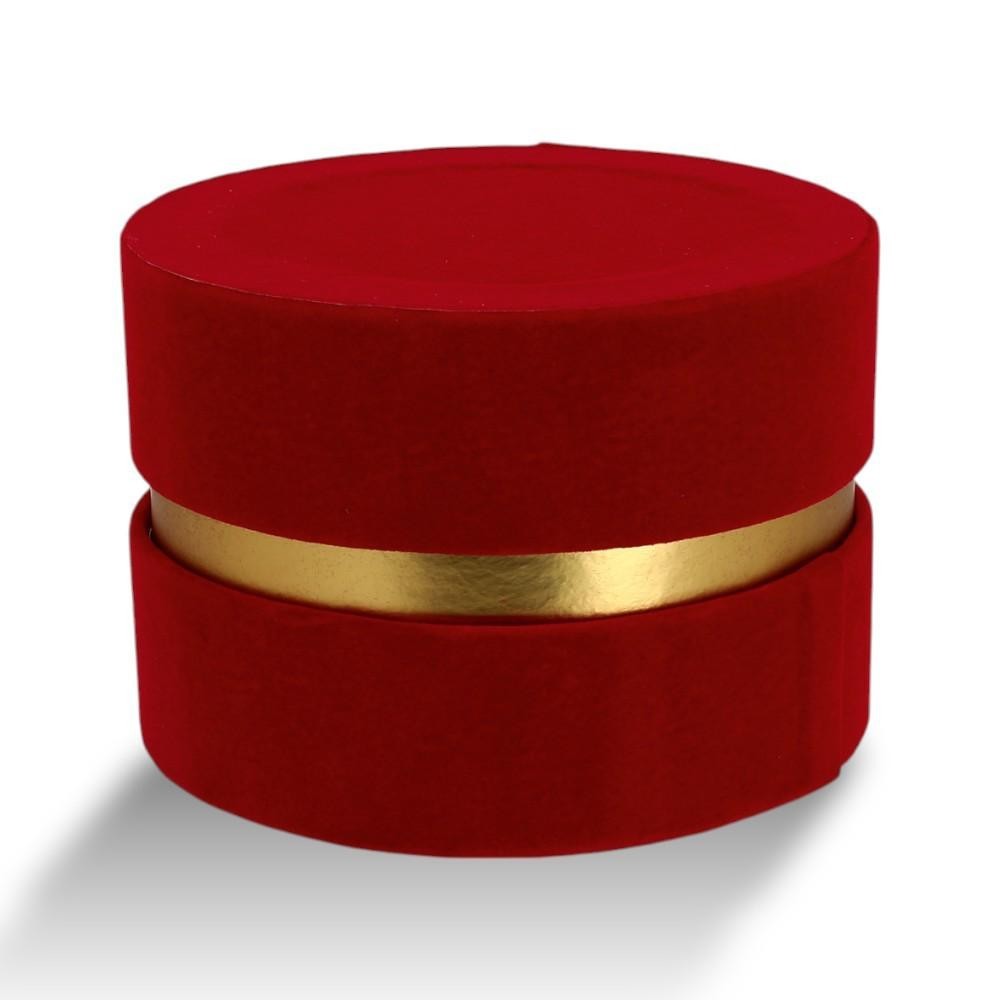 SCATOLA TONDA D13 H9 ROSSA VELLUTO MARTELLATO
