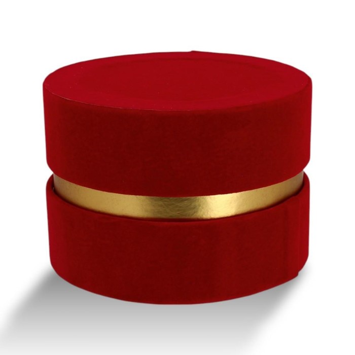 SCATOLA TONDA D13 H9 ROSSA VELLUTO MARTELLATO