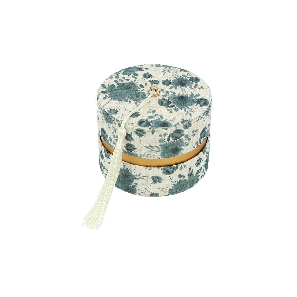 SCATOLA TONDA PROVENZALE BLU OTTANIO NAPPA DIAM. 8,5 H. 6,5 CON