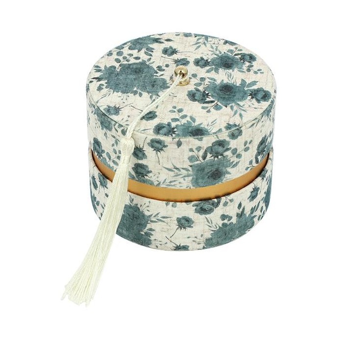SCATOLA TONDA PROVENZALE BLU OTTANIO NAPPA DIAM. 8,5 H. 6,5 CON