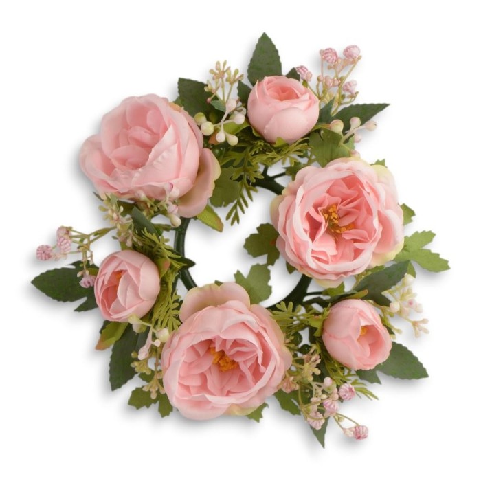 CORONCINA ROSA INGLESE CON GYPSO ROSA CHIARO