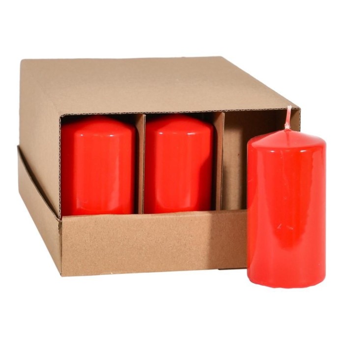 CANDELA MOCCOLO SMALTATA H.100XD.50 MM. ROSSO