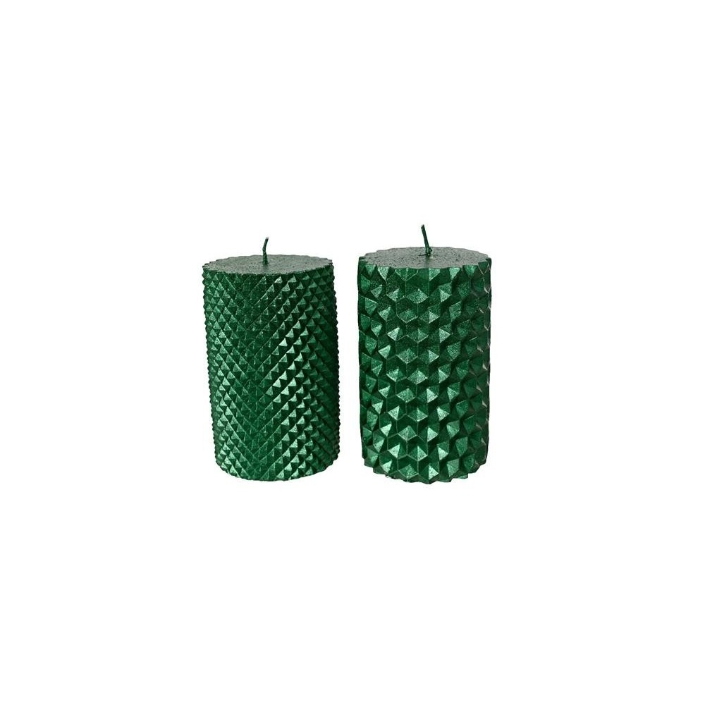 CANDELA CILINDRICA VERDE H.10CM. 2 ASSORTITI
