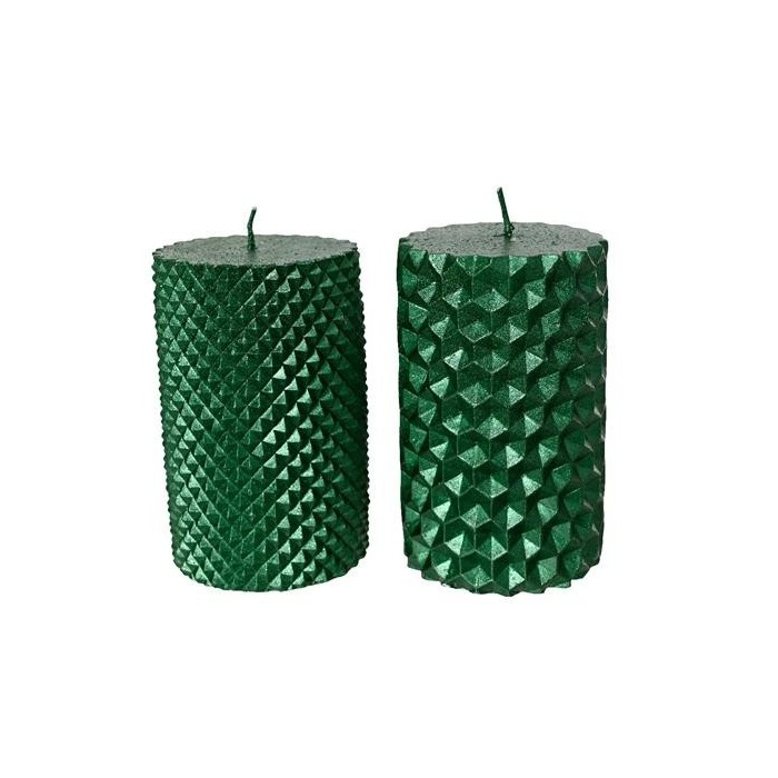 CANDELA CILINDRICA VERDE H.10CM. 2 ASSORTITI