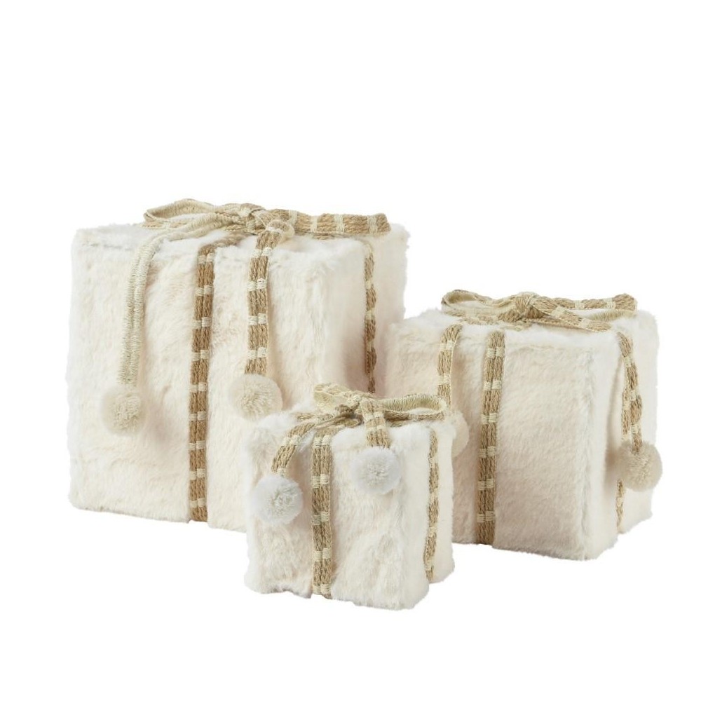 SET 3 SCATOLE REGALO PELLICCIA H.21CM.