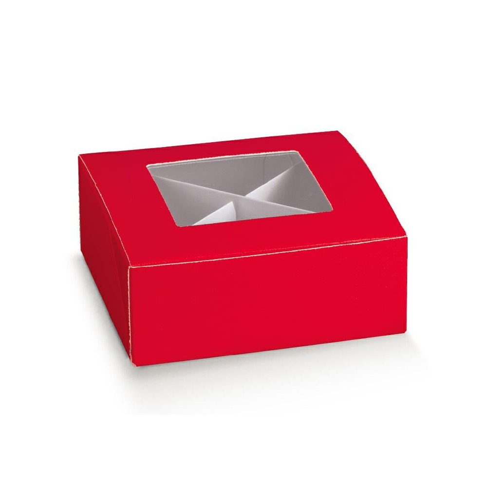 SCATOLA ROSSO 10X10X4CM LINO ROSSO CON DIVISORIO