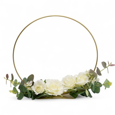 CERCHIO ORO CON BASE E FIORI D.30 PANNA