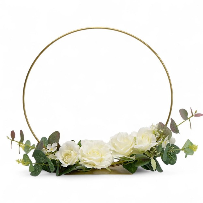 CERCHIO ORO CON BASE E FIORI D.30 PANNA