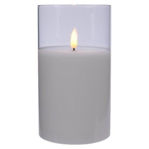 CANDELA BIANCA VETRO LED 12.5CM. X 7CM.