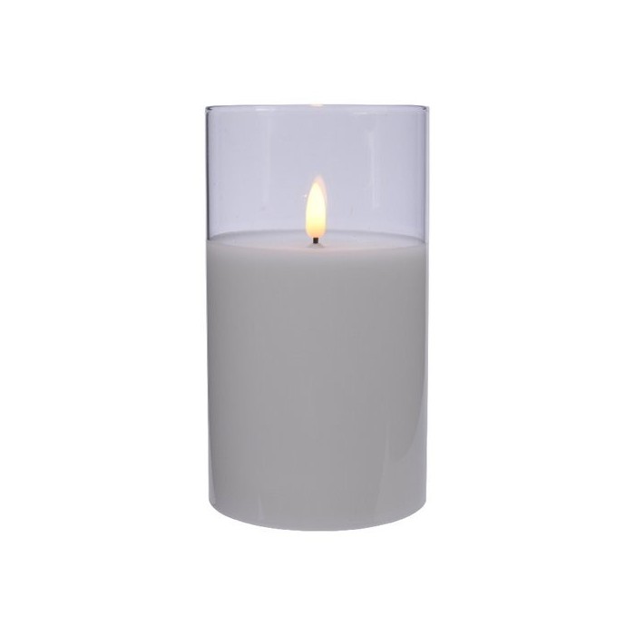 CANDELA BIANCA VETRO LED 12.5CM. X 7CM.