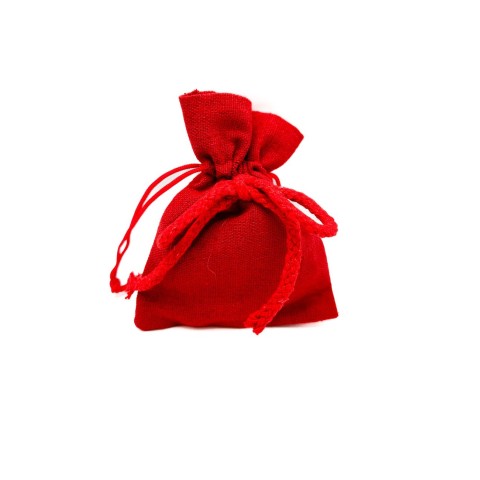 SACCHETTO COTONE 10X12CM CON FIOCCO ROSSO 2