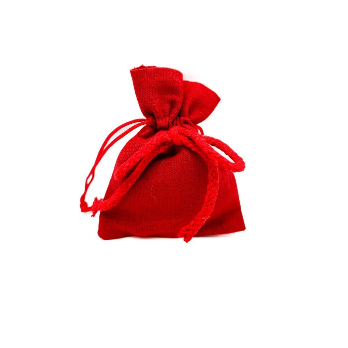 SACCHETTO COTONE 10X12CM CON FIOCCO ROSSO