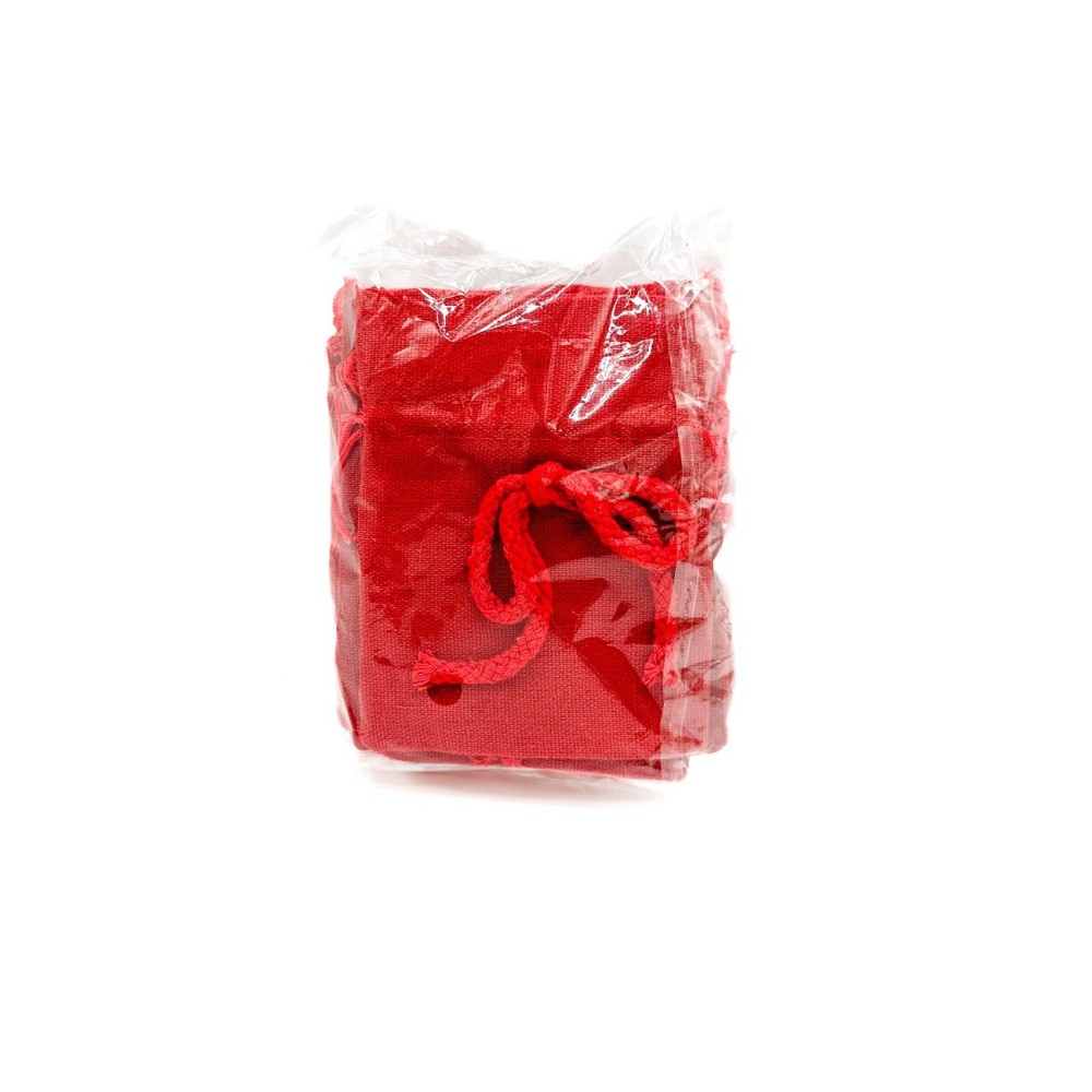 SACCHETTO COTONE 10X12CM CON FIOCCO ROSSO