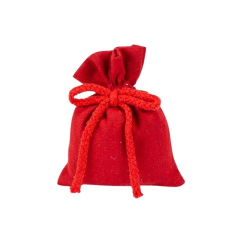 SACCHETTO COTONE 10X12CM CON FIOCCO ROSSO